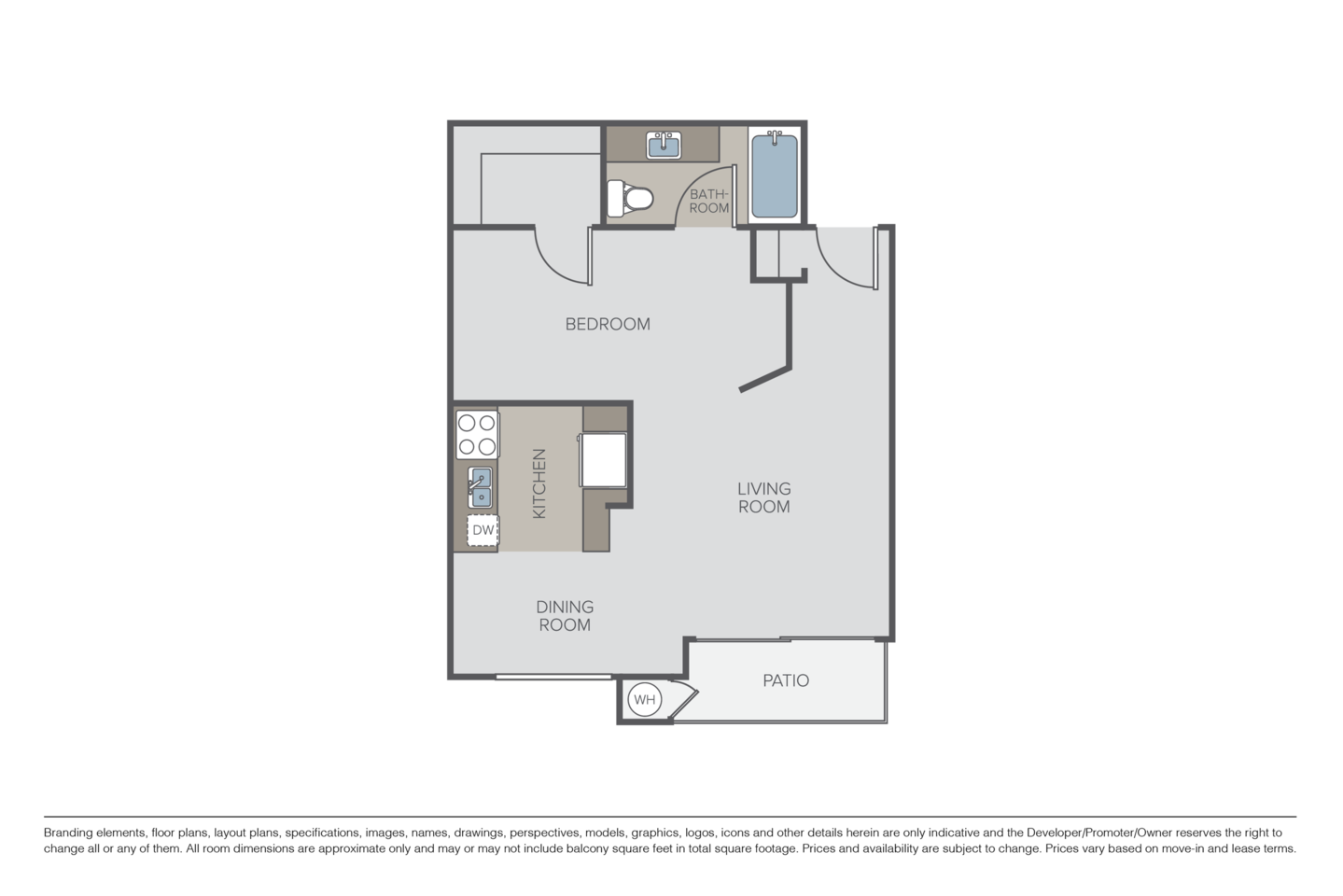 Floorplan diagram for Studio, showing Studio