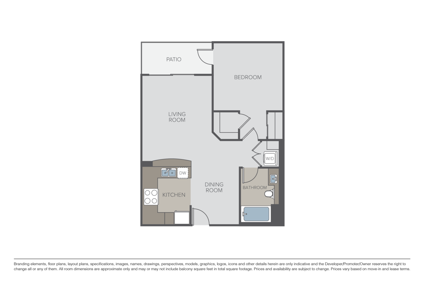 Floorplan diagram for The Arroyo, showing 1 bedroom