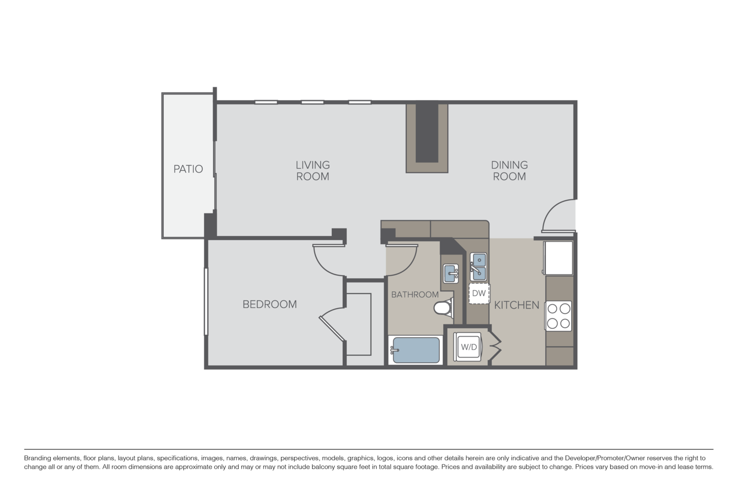 Floorplan diagram for The Anita, showing 1 bedroom