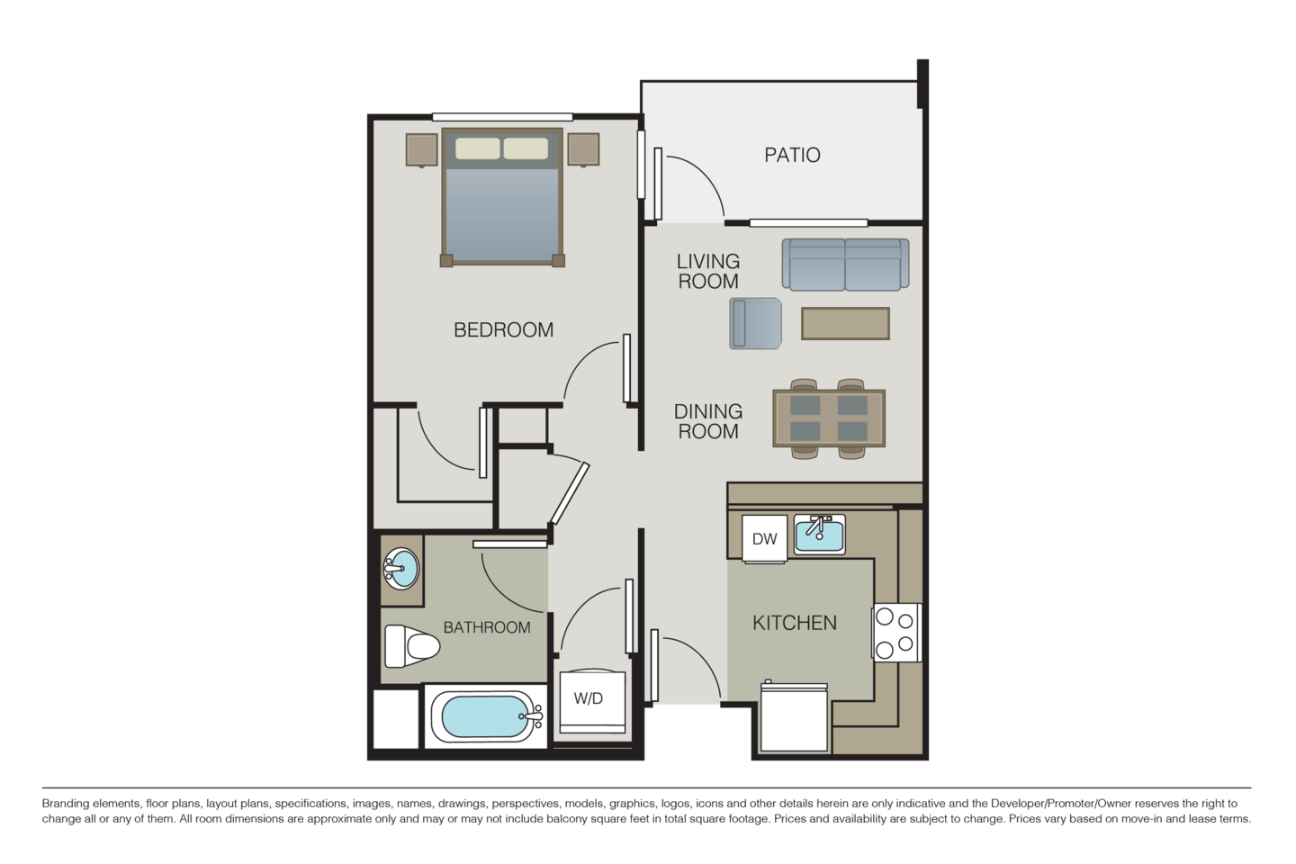 Floorplan diagram for Plan 1A, showing 1 bedroom