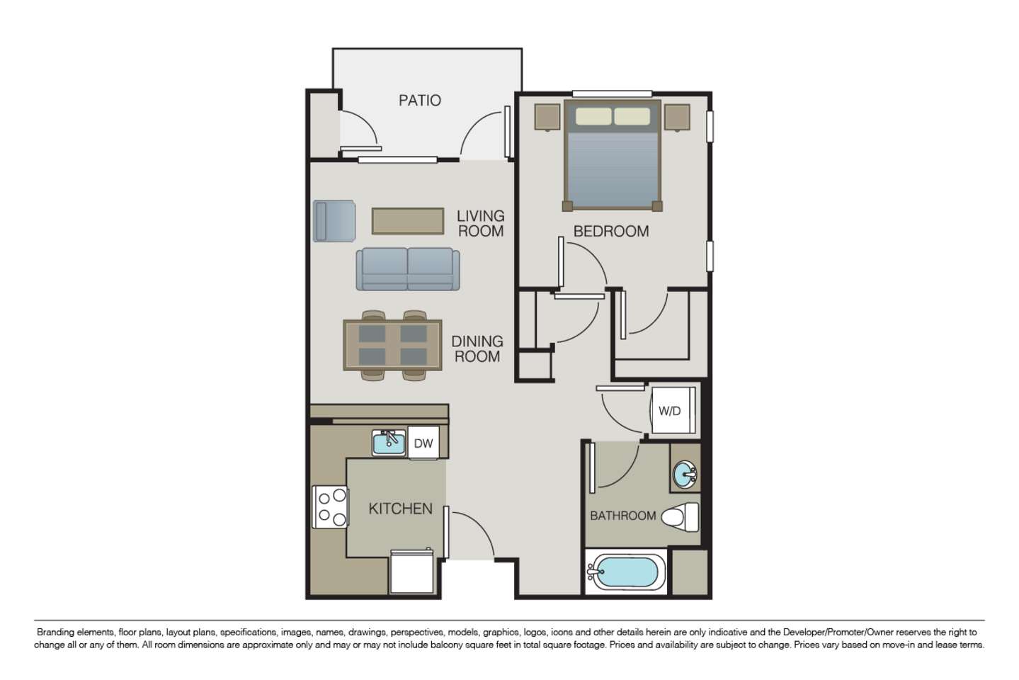 Floorplan diagram for Plan 1C, showing 1 bedroom