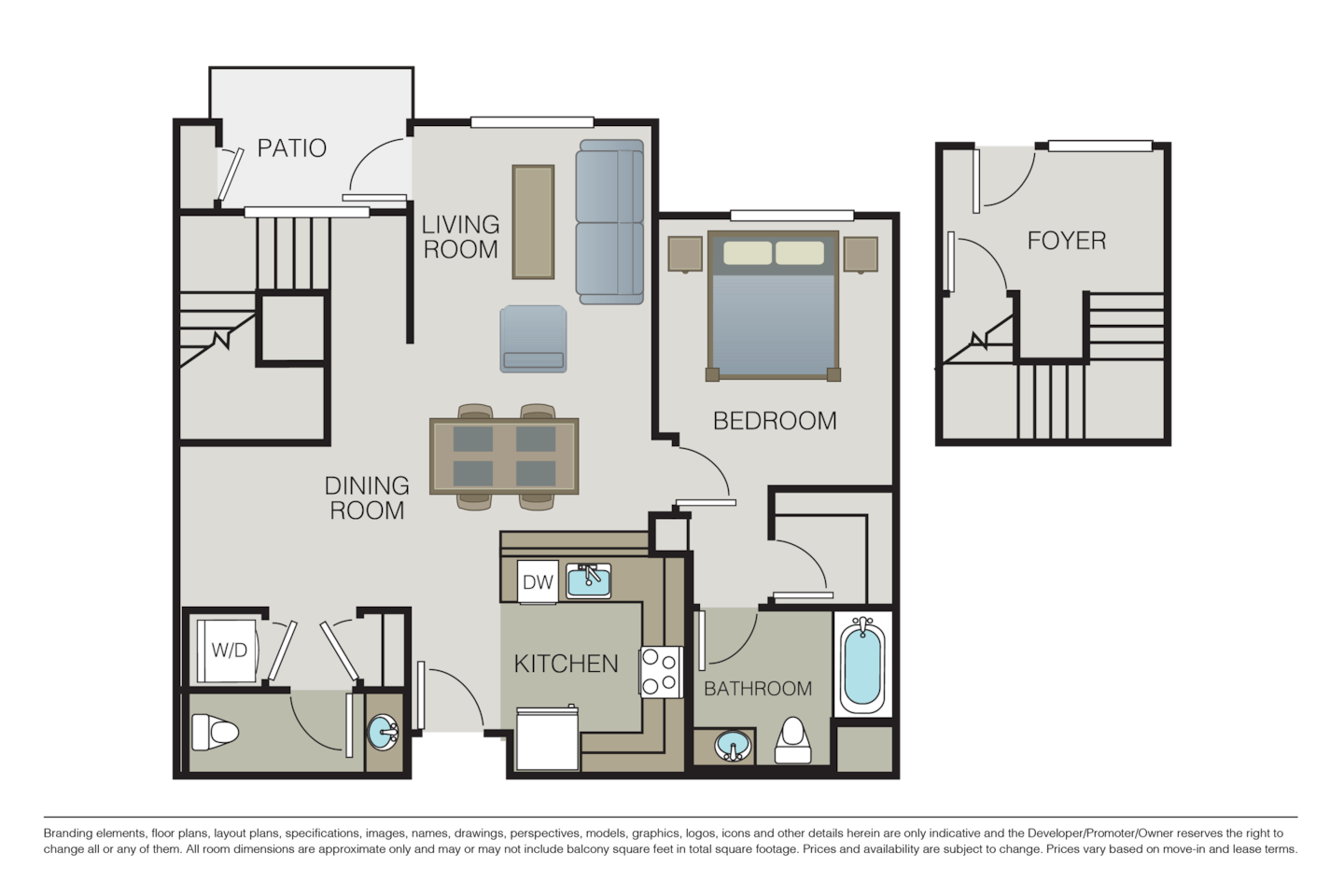 Floorplan diagram for Plan 1E, showing 1 bedroom