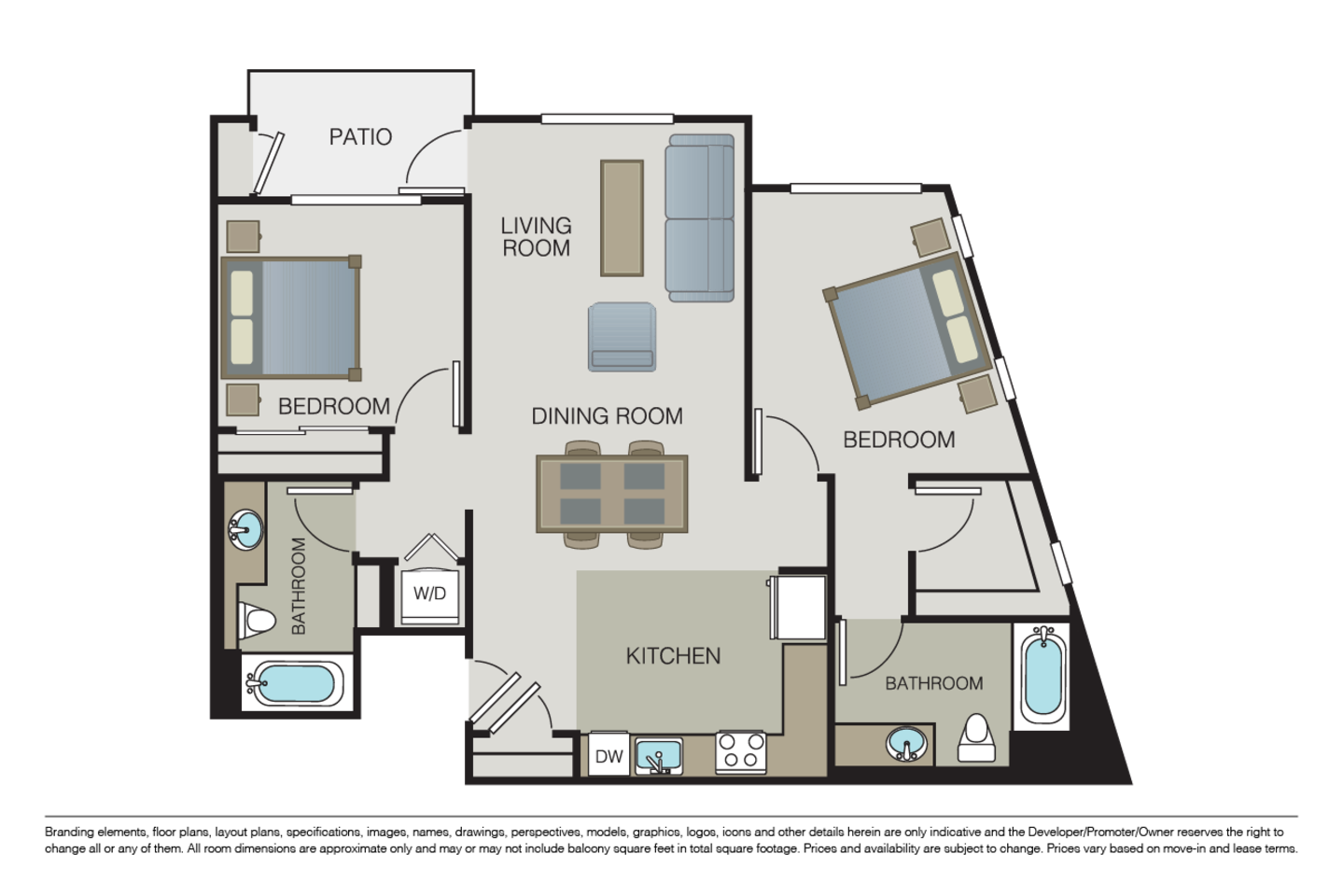 Floorplan diagram for B3, showing 2 bedroom