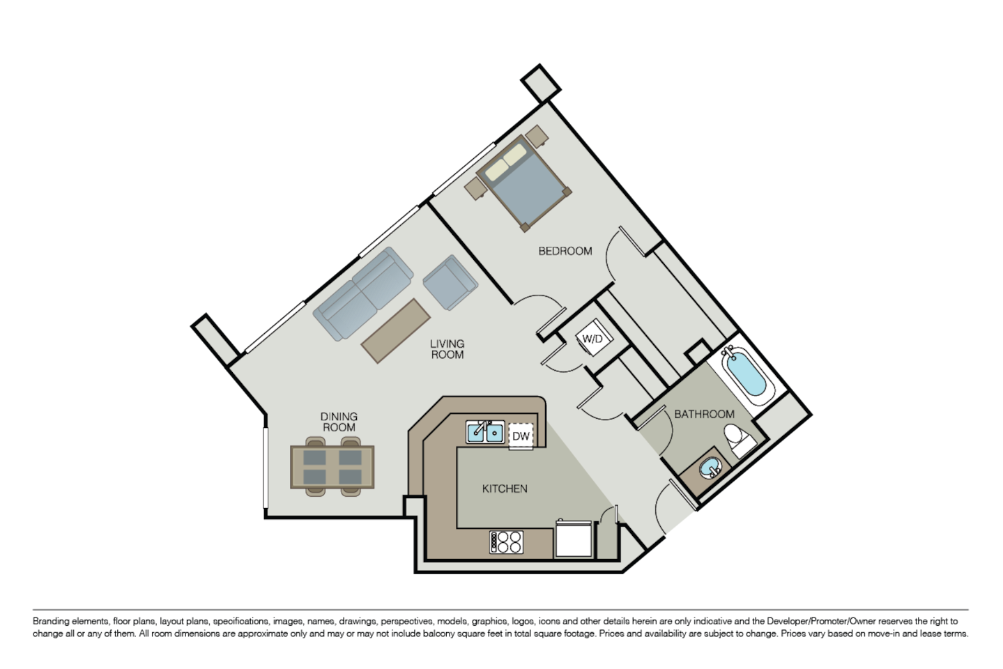 Floorplan diagram for Helix, showing 1 bedroom