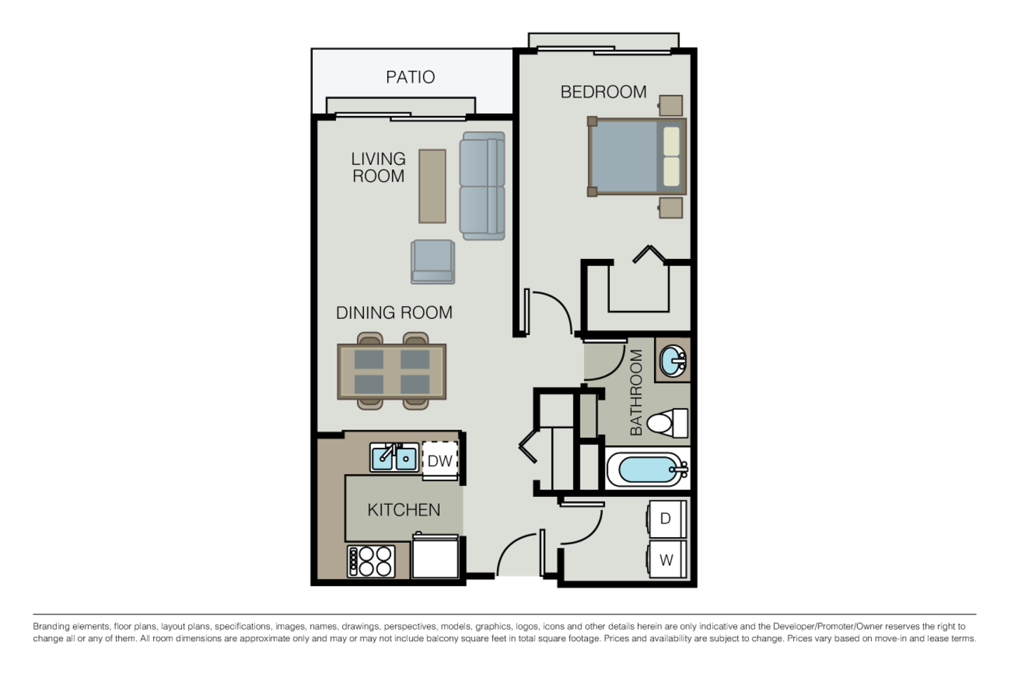 Floorplan diagram for Plan 1C, showing 1 bedroom