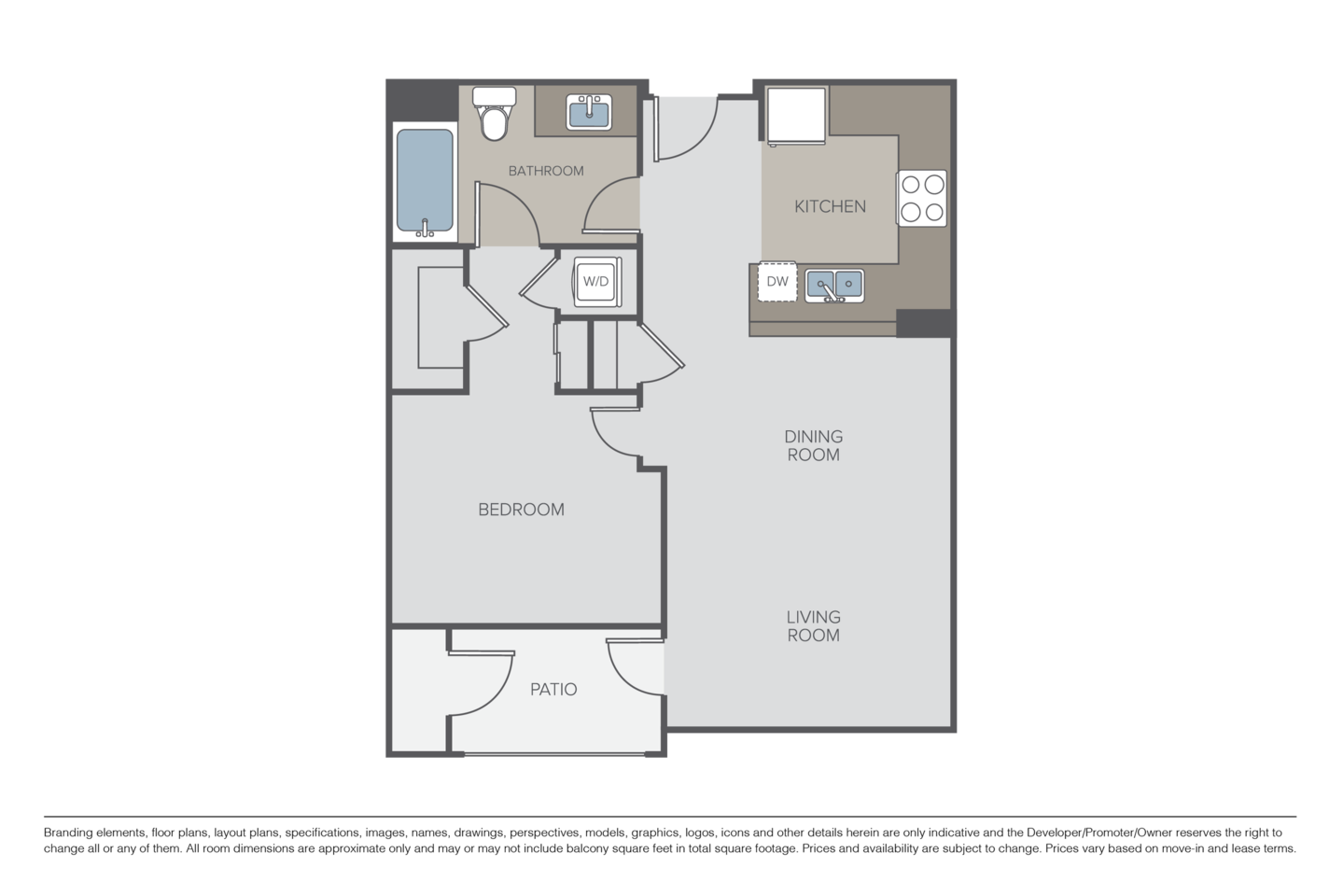 Floorplan diagram for Plan 1B, showing 1 bedroom