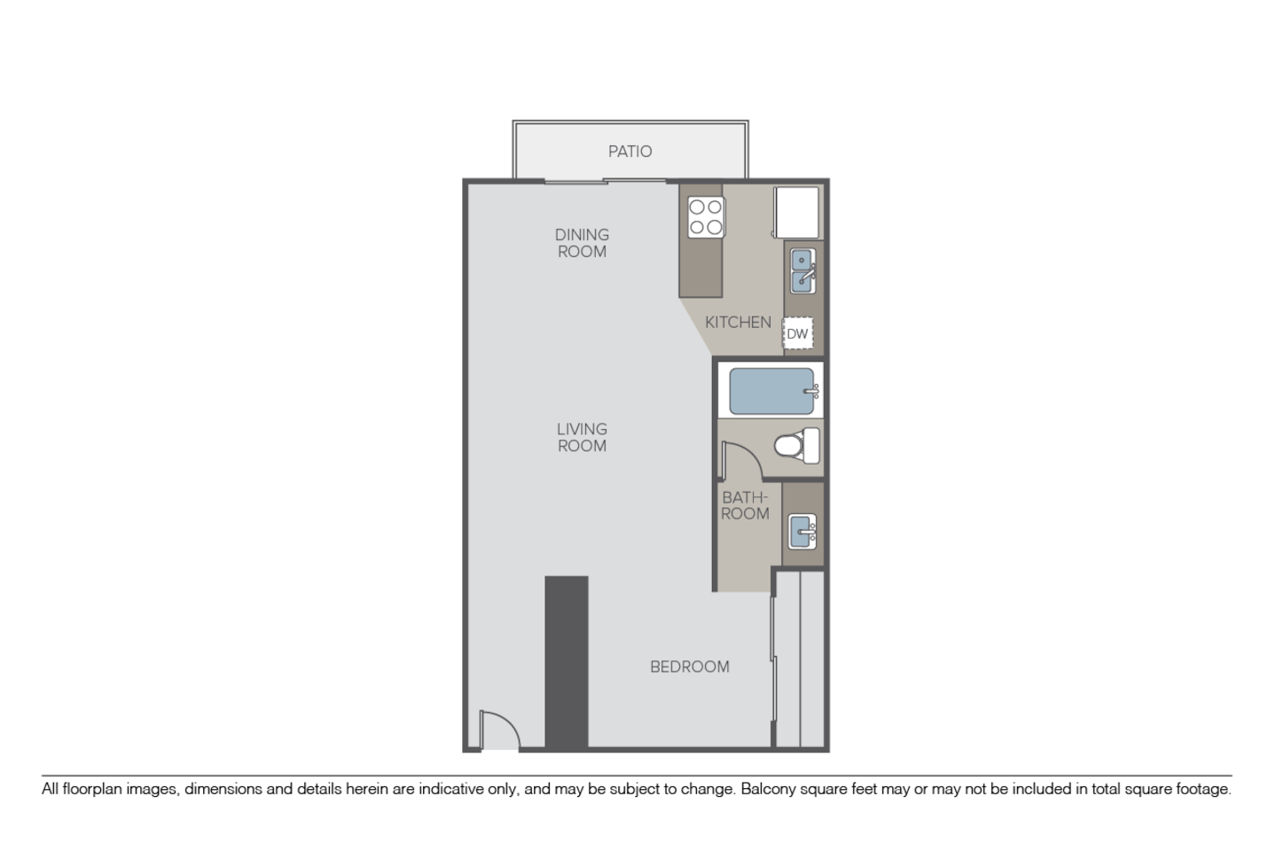 Floorplan diagram for Studio, showing Studio