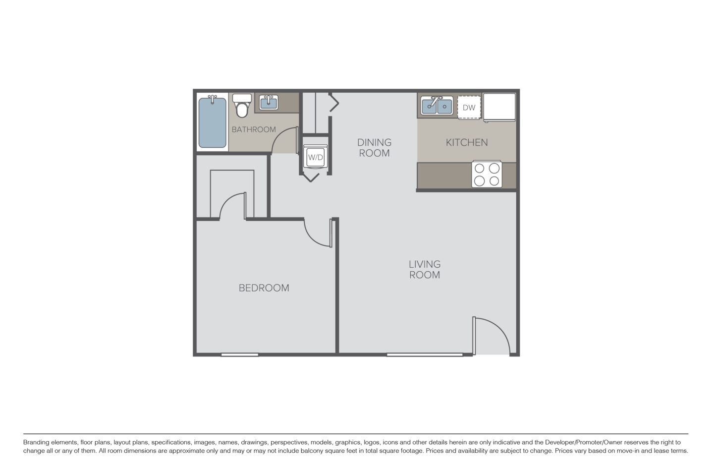 Floorplan diagram for Plan 1A, showing 1 bedroom