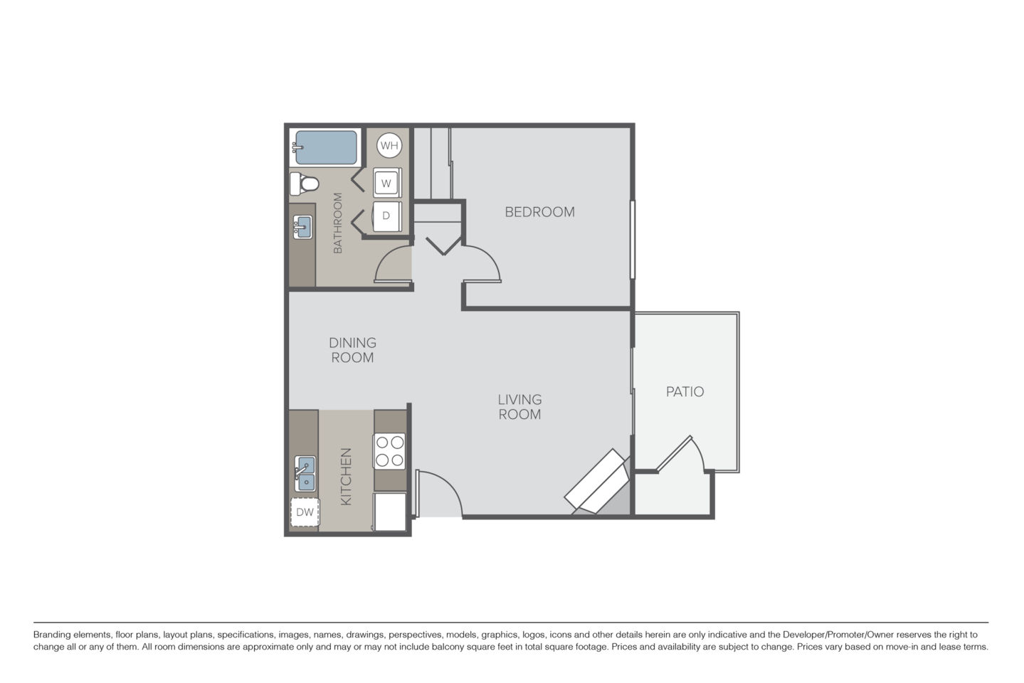 Floorplan diagram for Plan 1B, showing 1 bedroom