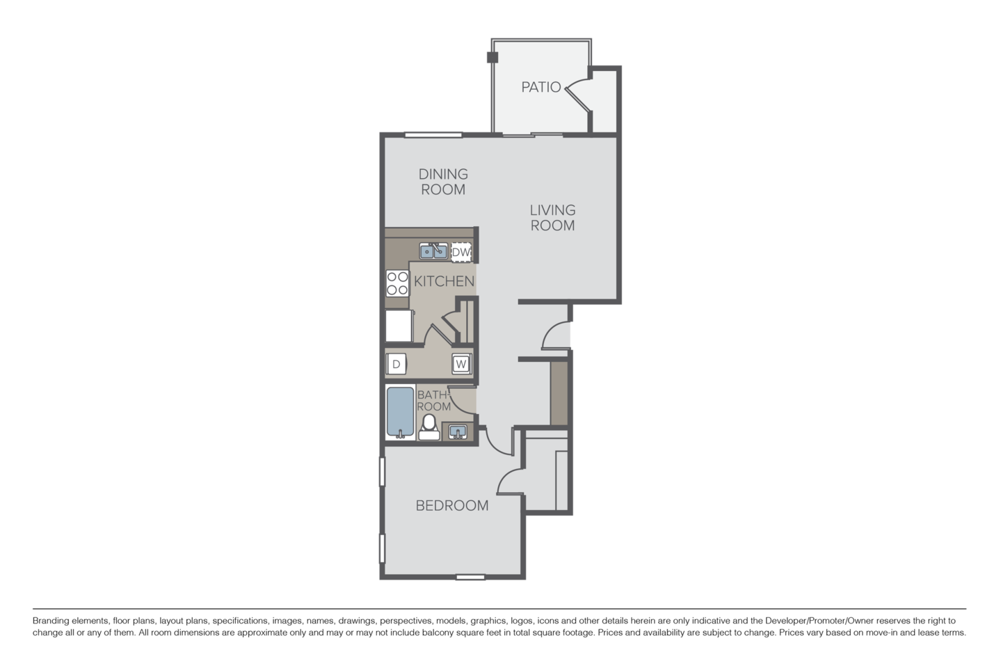 Floorplan diagram for Plan 1A, showing 1 bedroom