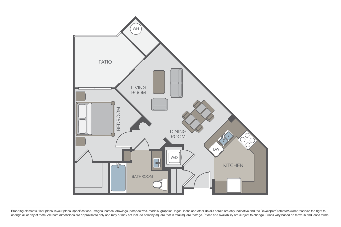 Floorplan diagram for Destiny, showing 1 bedroom