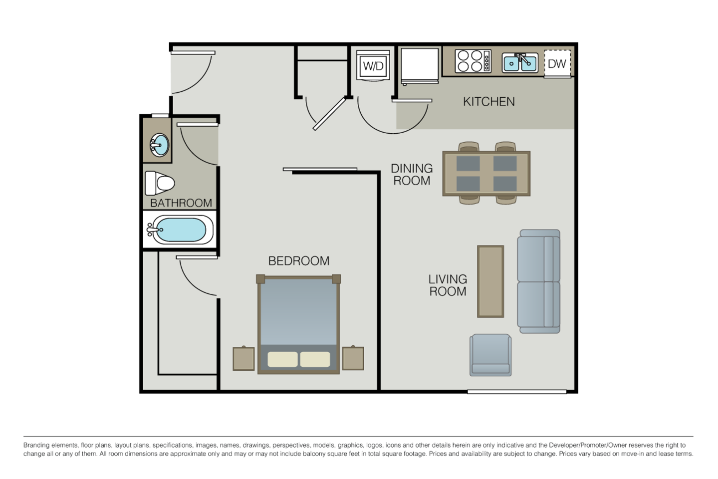 Floorplan diagram for Plan 1B, showing 1 bedroom