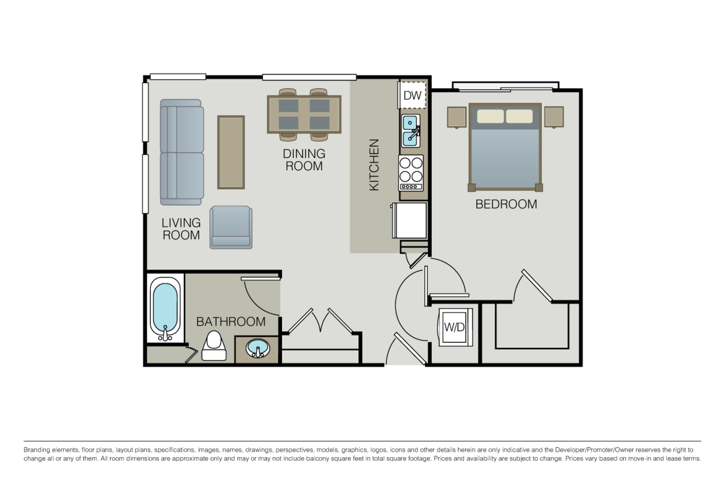 Floorplan diagram for Plan 1C, showing 1 bedroom