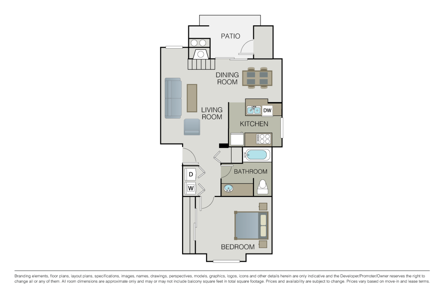 Floorplan diagram for The Vinson, showing 1 bedroom