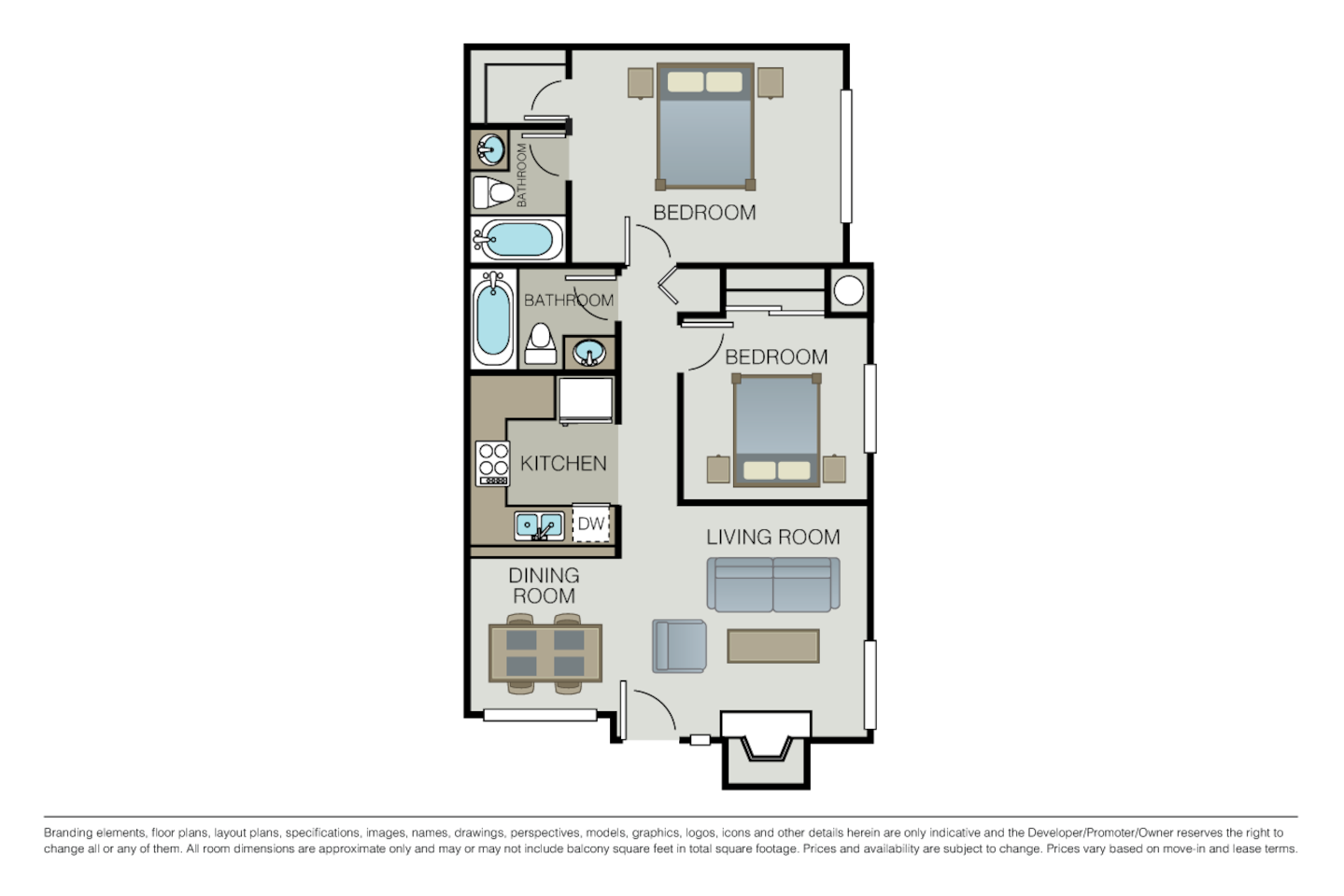 Floorplan diagram for Plan 2A, showing 2 bedroom