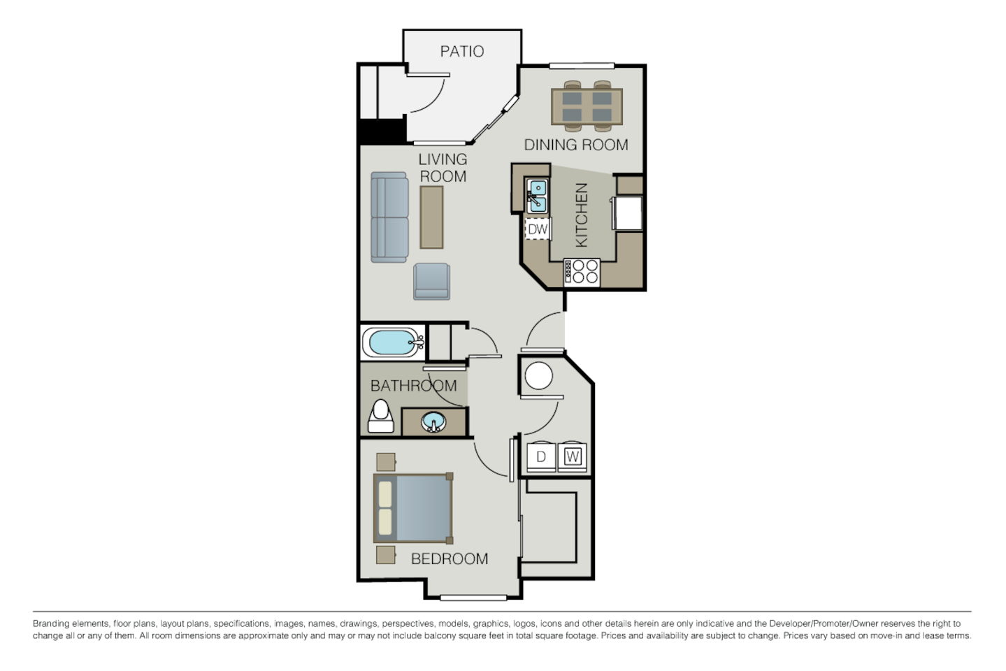 Floorplan diagram for Plan 1A, showing 1 bedroom