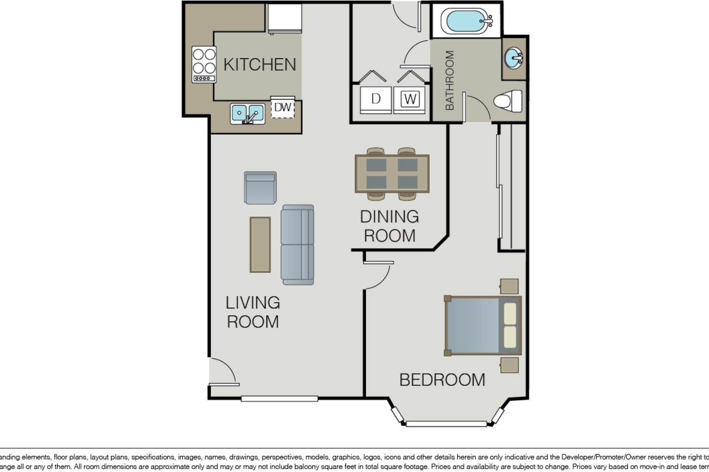 Floorplan diagram for Plan 1A, showing 1 bedroom
