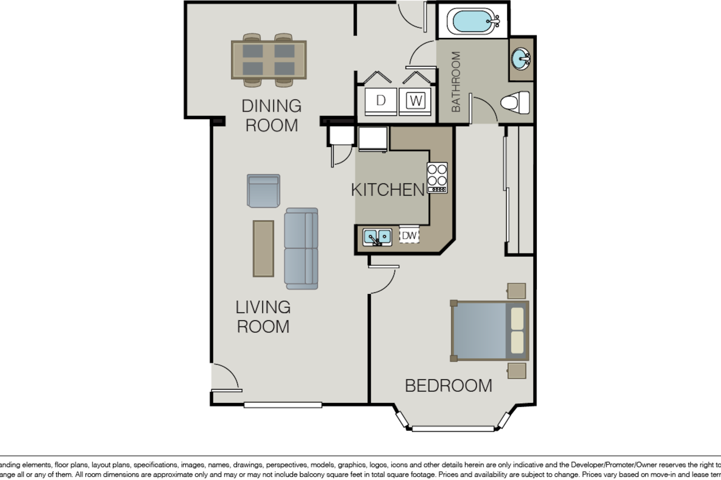 Floorplan diagram for Plan 1B, showing 1 bedroom