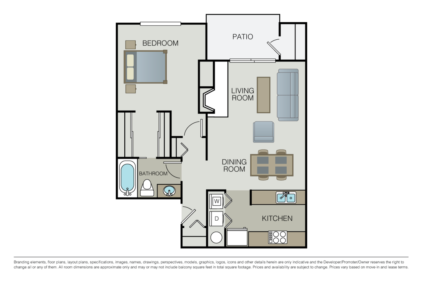 Floorplan diagram for Plan 1A, showing 1 bedroom