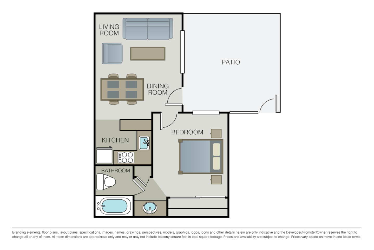 Floorplan diagram for The Oak Suite, showing 1 bedroom
