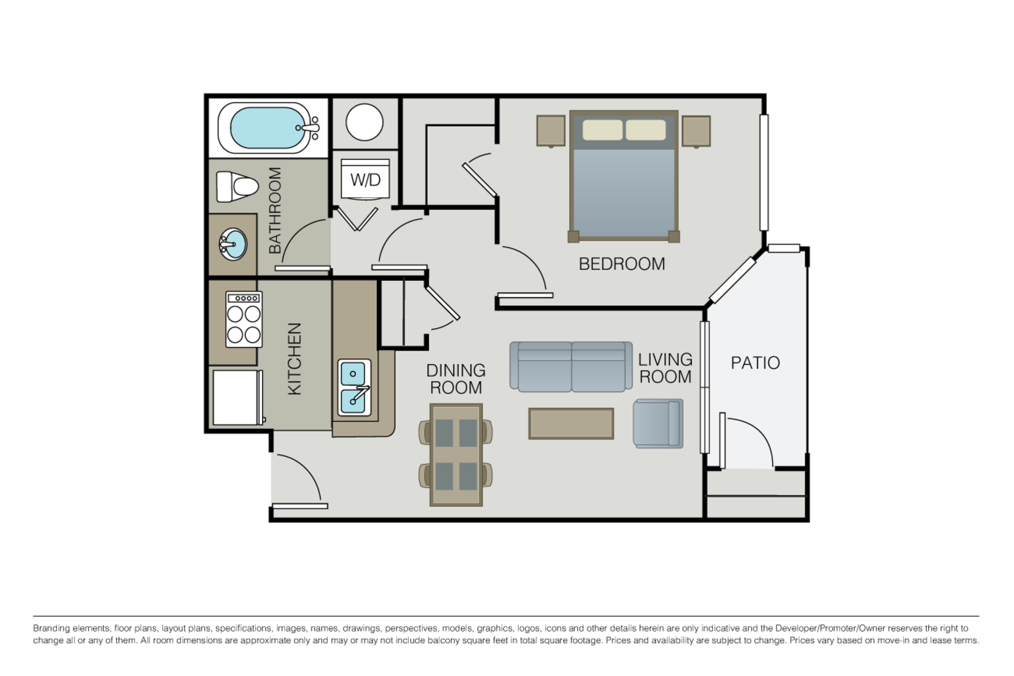 Floorplan diagram for Plan 1A, showing 1 bedroom