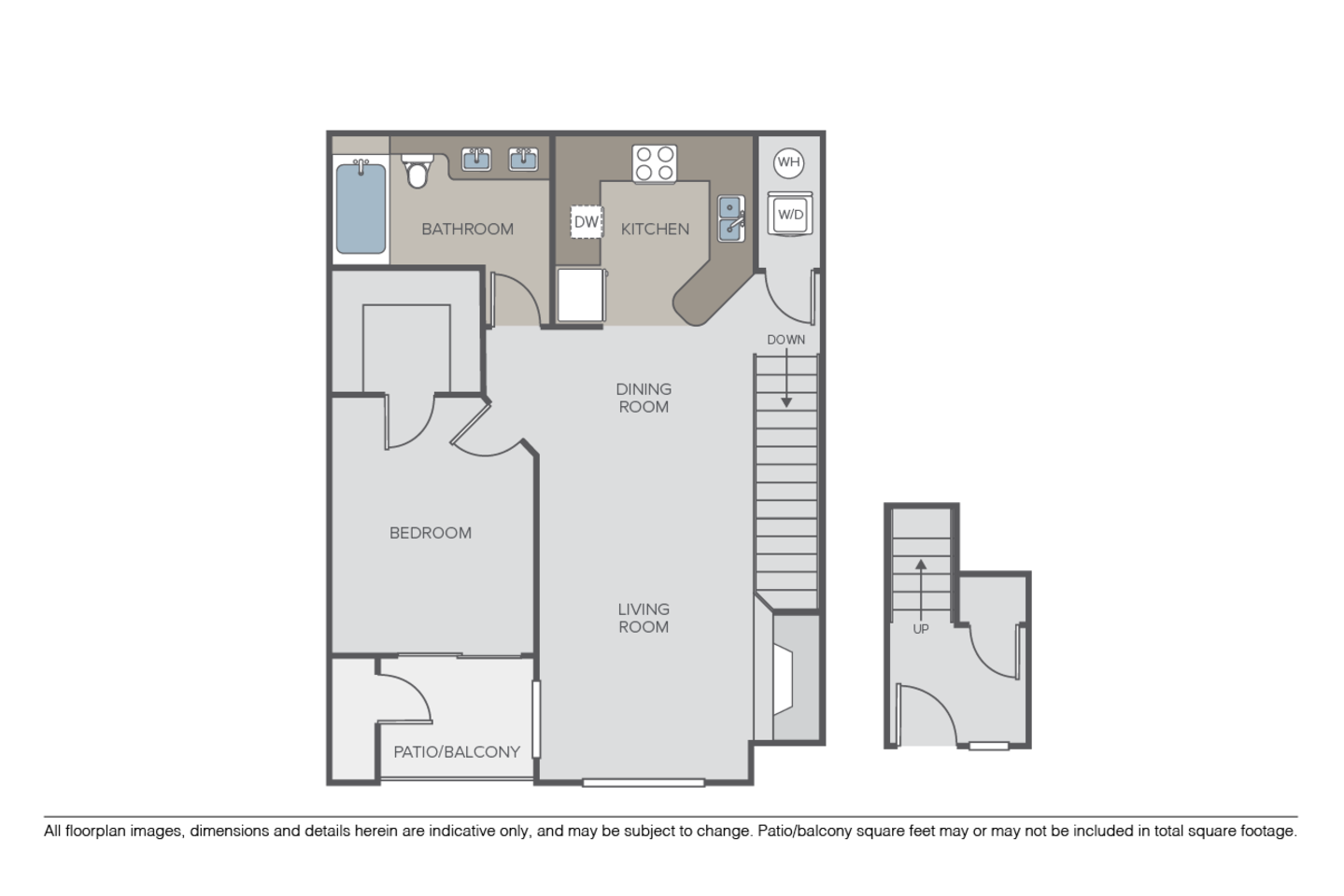 Floorplan diagram for Capri Townhome, showing 1 bedroom