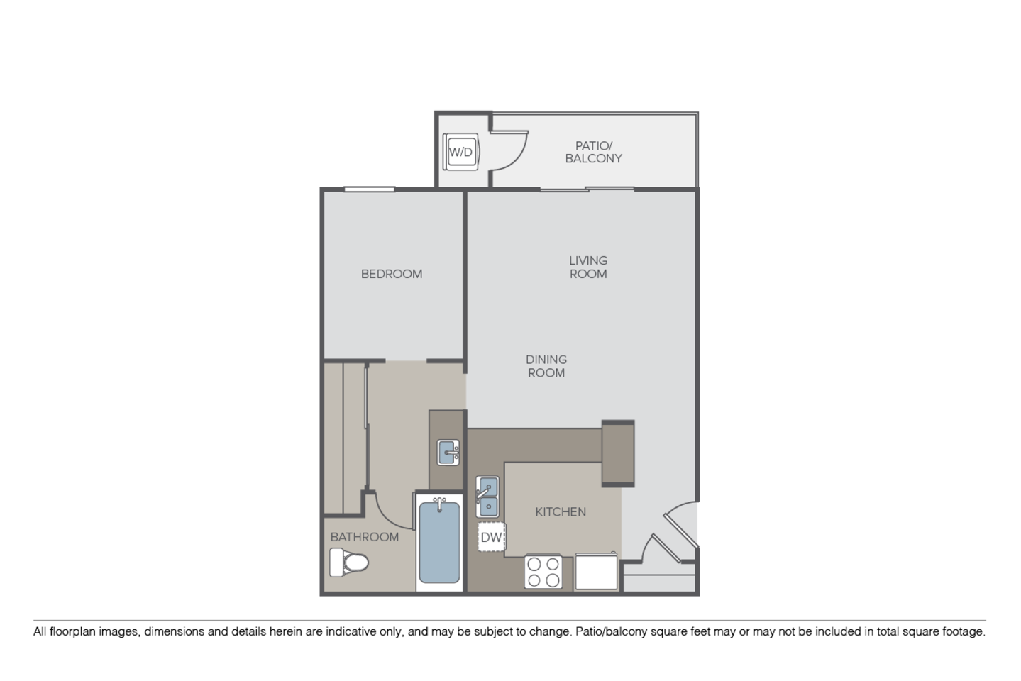 Floorplan diagram for The Naples, showing 1 bedroom
