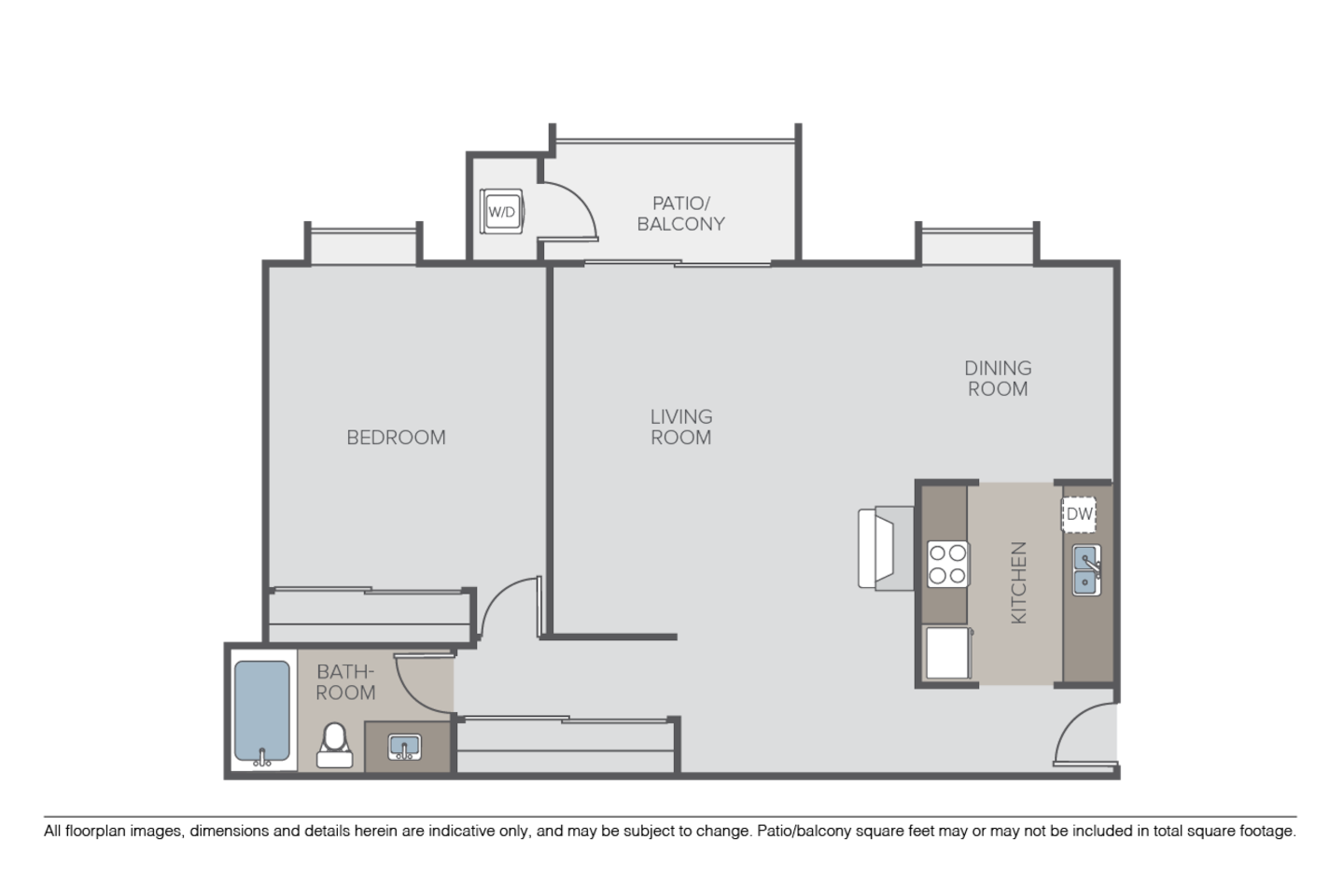 Floorplan diagram for 1 Bed 1 Bath (B), showing 1 bedroom