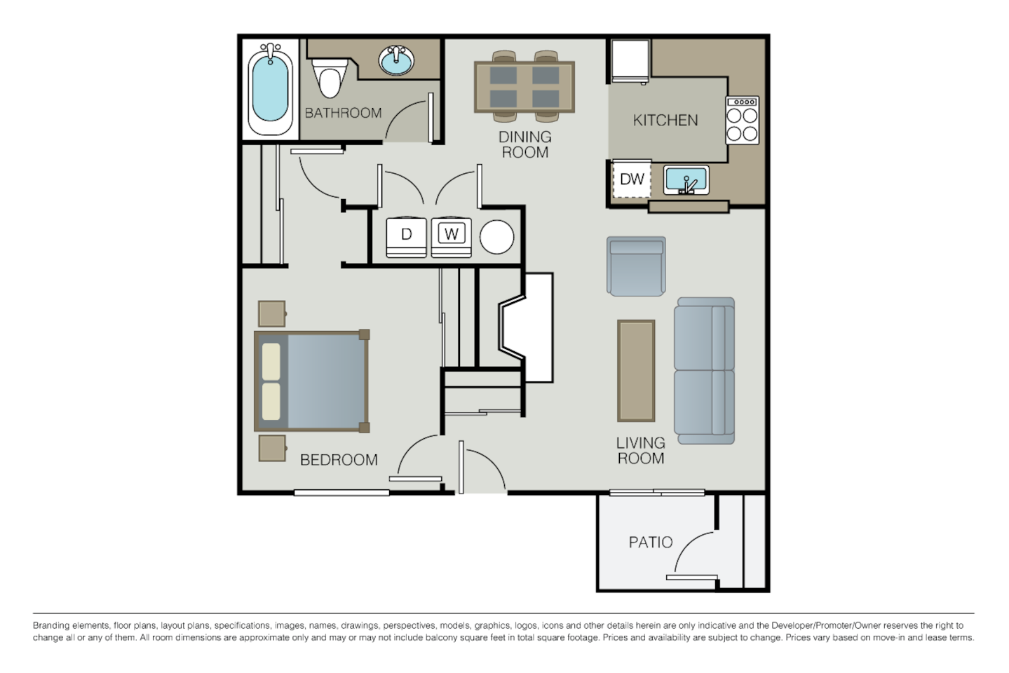 Floorplan diagram for Plan 1A, showing 1 bedroom