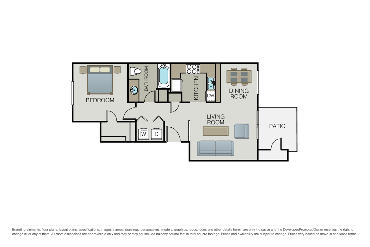 Floorplan diagram for Plan 1A, showing 1 bedroom