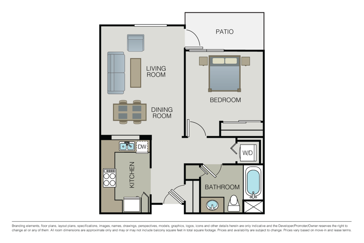 Floorplan diagram for Trevi, showing 1 bedroom