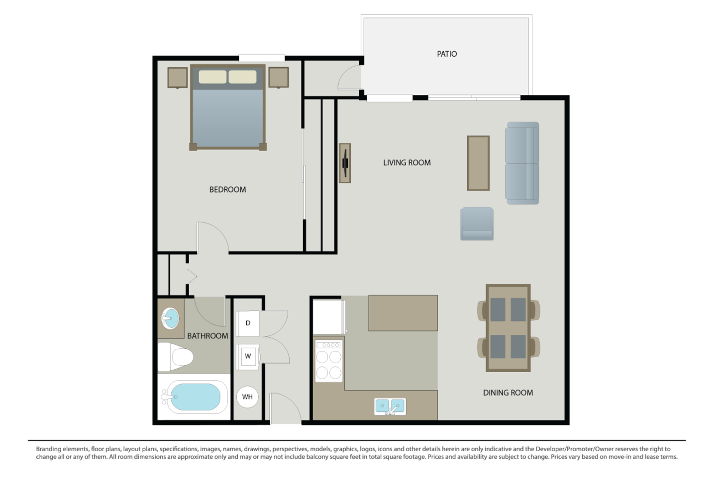 Floorplan diagram for Plan 1A, showing 1 bedroom