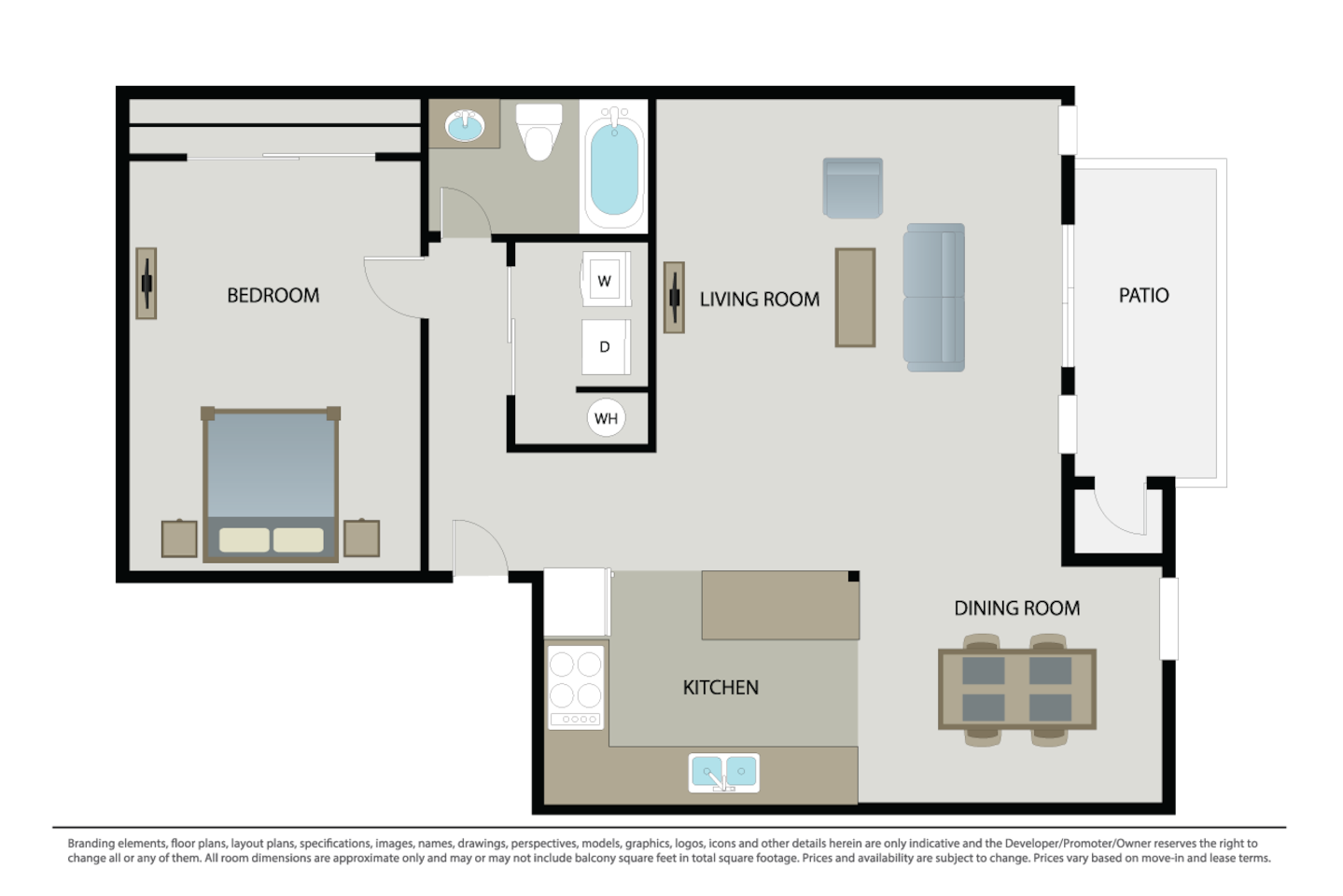 Floorplan diagram for Plan 1C, showing 1 bedroom