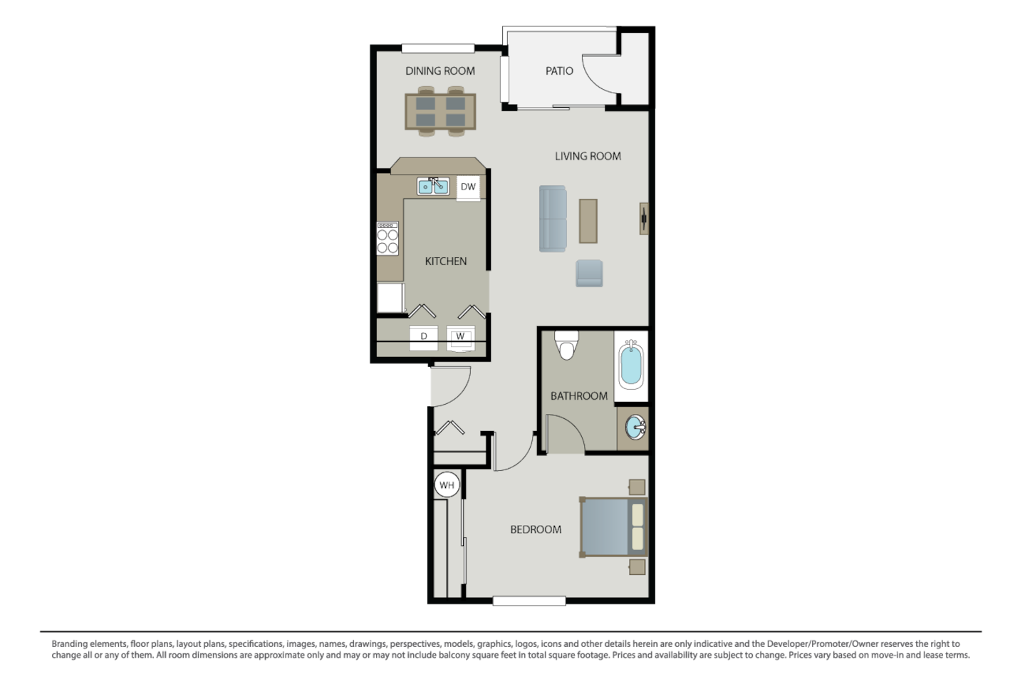 Floorplan diagram for Plan 1A, showing 1 bedroom