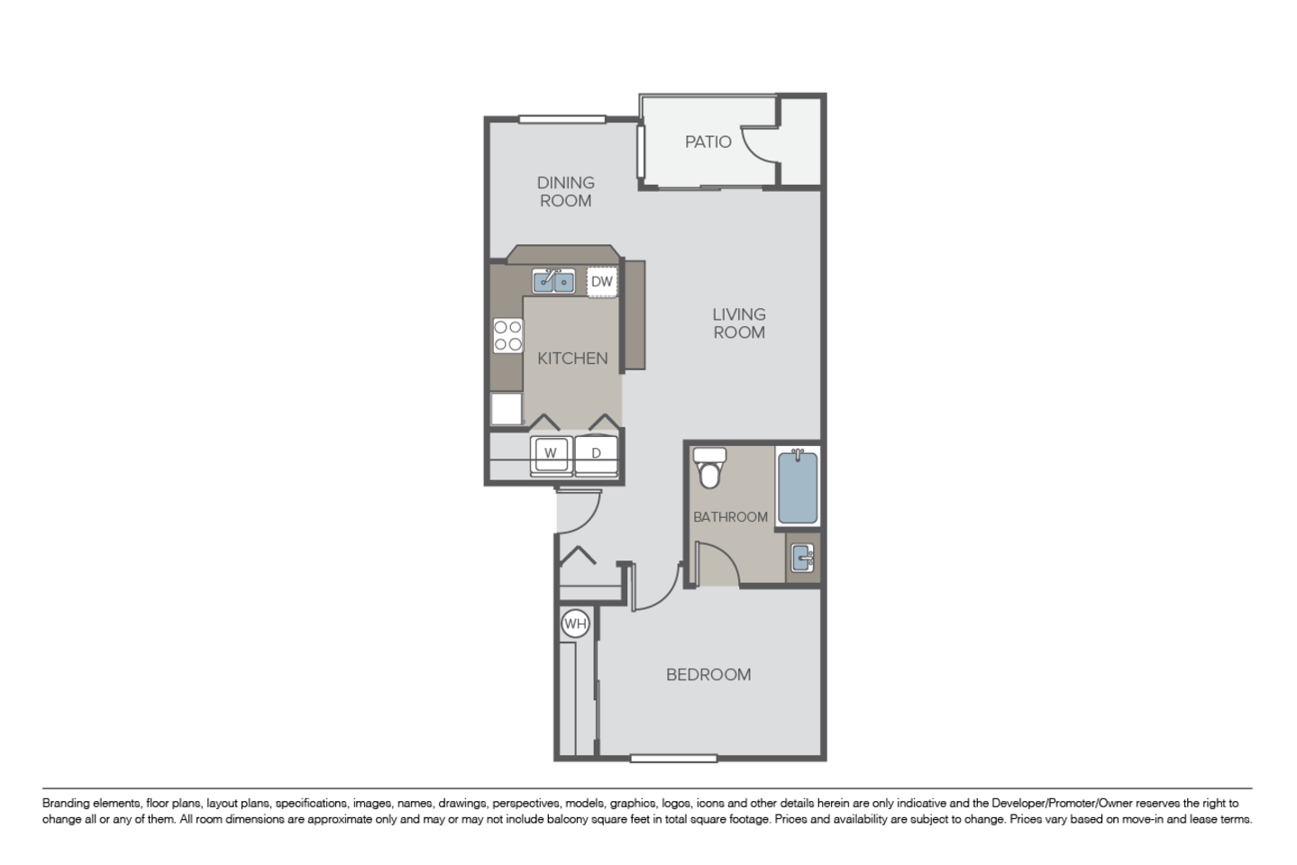 Floorplan diagram for Plan 1B, showing 1 bedroom