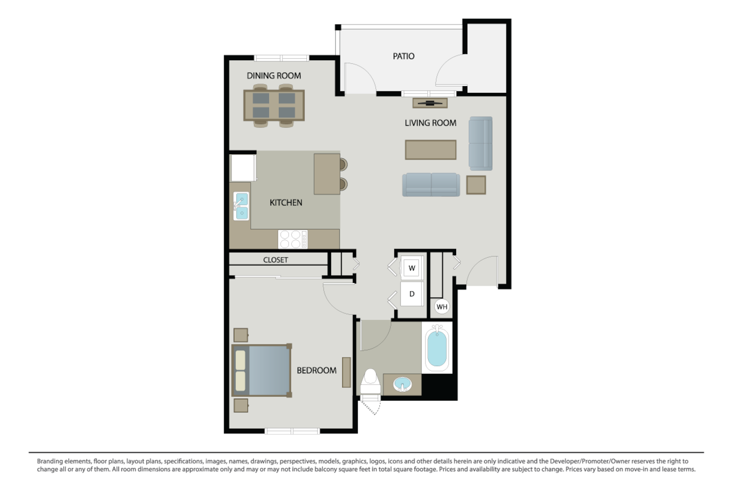 Floorplan diagram for Plan 1B, showing 1 bedroom