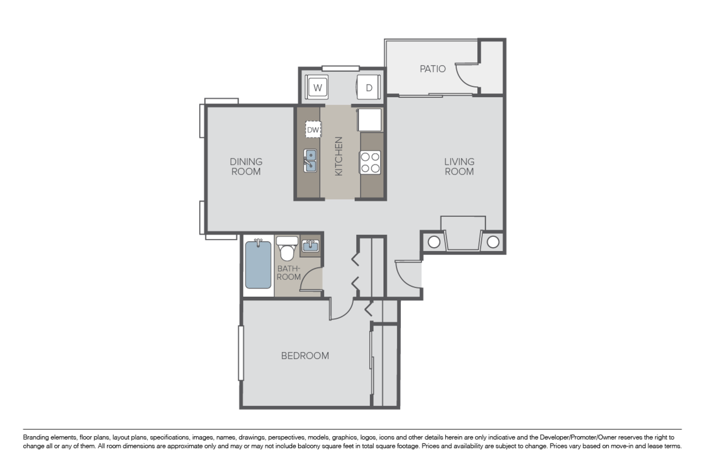 Floorplan diagram for Plan 1B, showing 1 bedroom