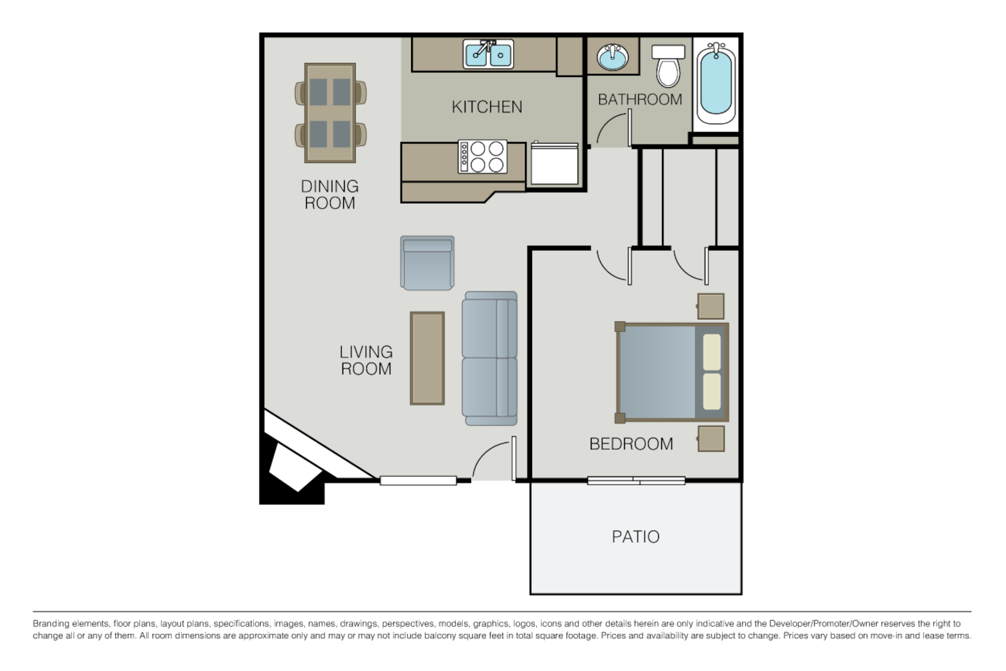Floorplan diagram for Plan 1A, showing 1 bedroom
