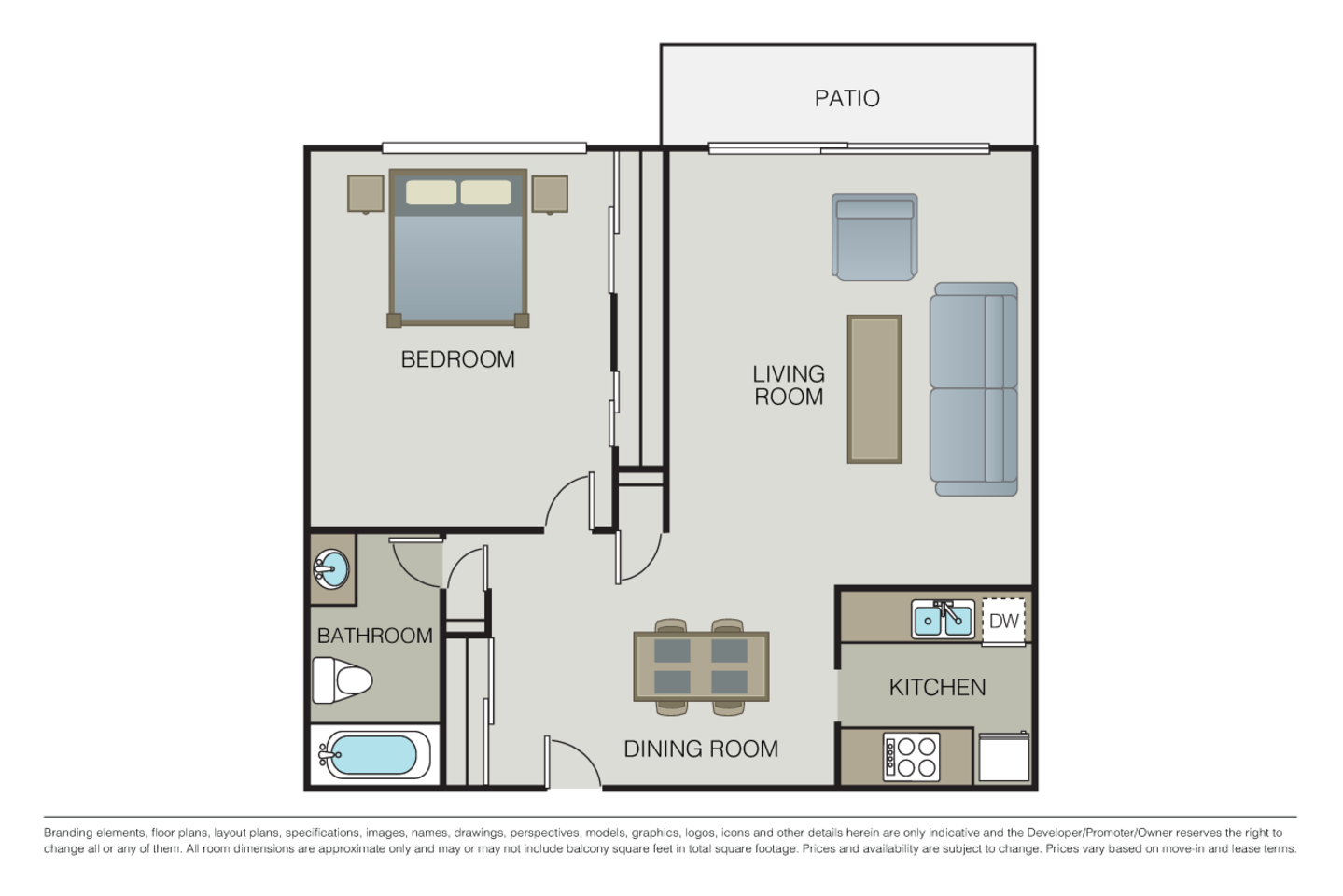 Floorplan diagram for Plan 1A, showing 1 bedroom