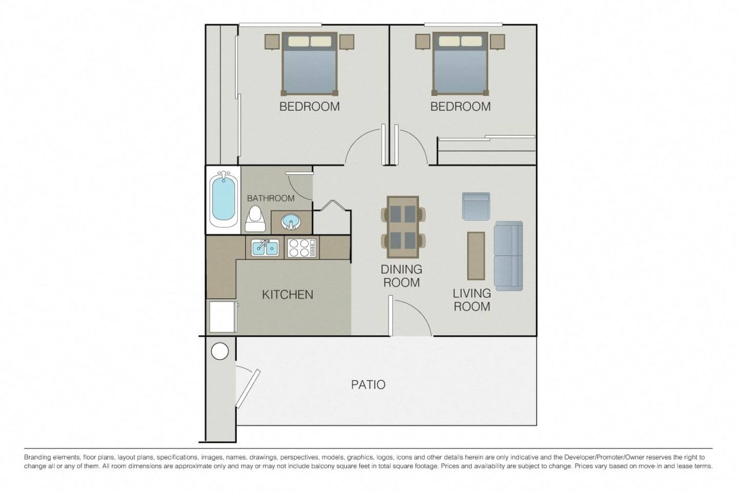 Floorplan diagram for Plan 2A, showing 2 bedroom