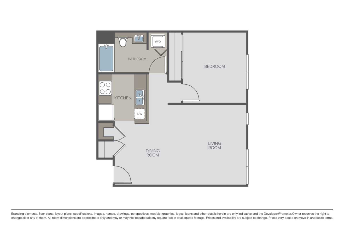 Floorplan diagram for Plan 1A, showing 1 bedroom