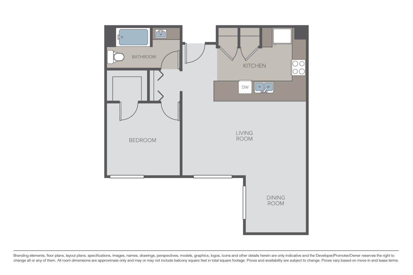 Floorplan diagram for Plan 1E, showing 1 bedroom