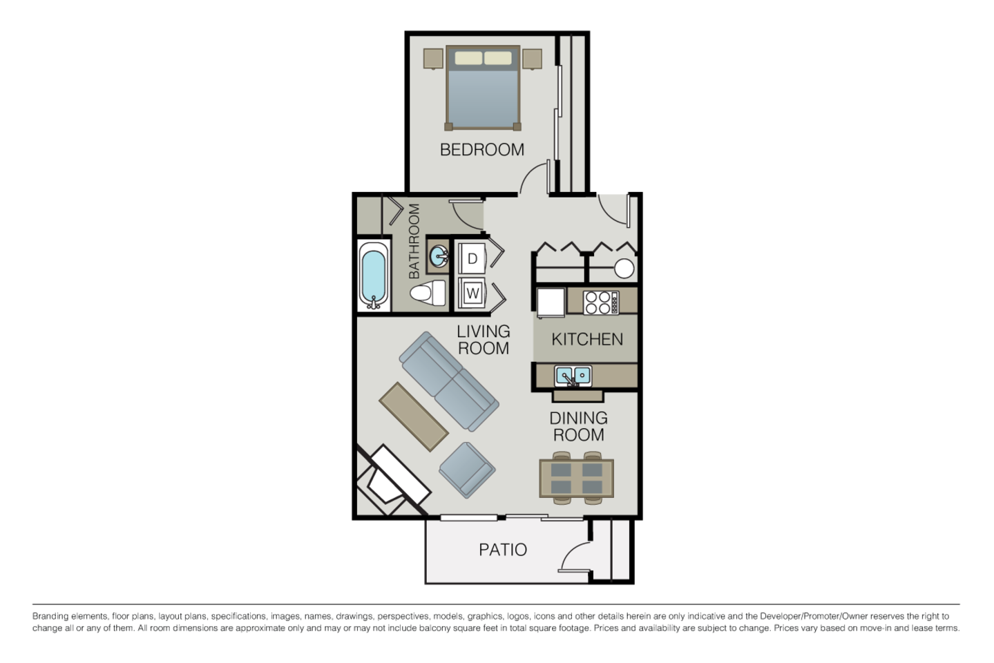 Floorplan diagram for Plan 1A, showing 1 bedroom