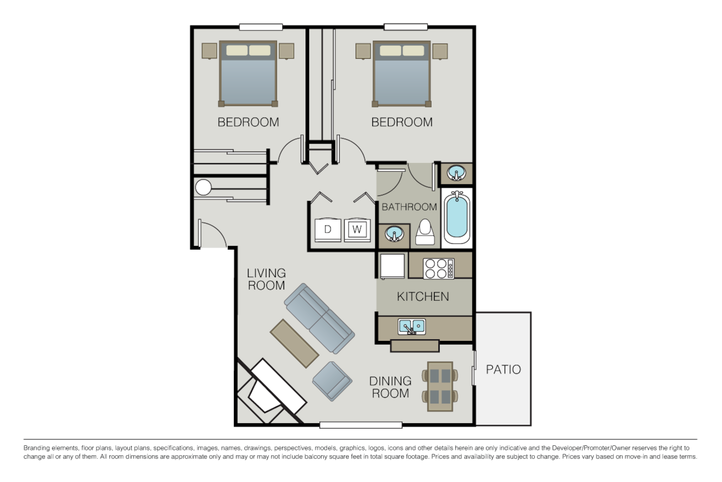 Floorplan diagram for Plan 2B, showing 2 bedroom
