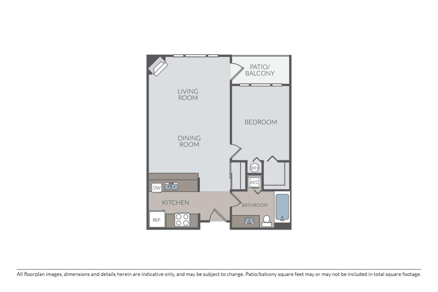 Floorplan diagram for Wildwood I, showing 1 bedroom