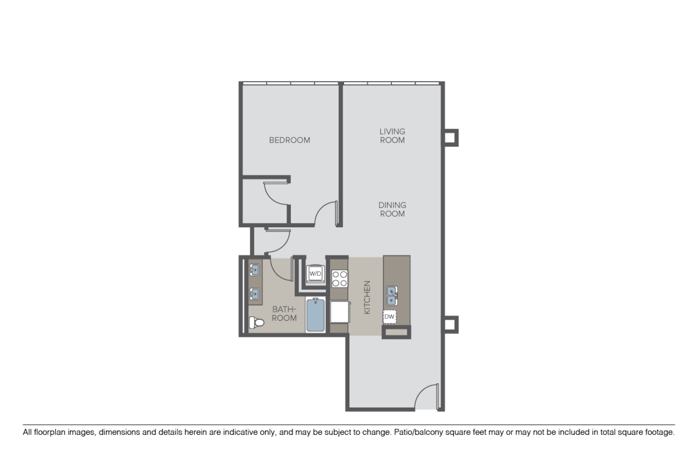 Floorplan diagram for Plan 1H, showing 1 bedroom