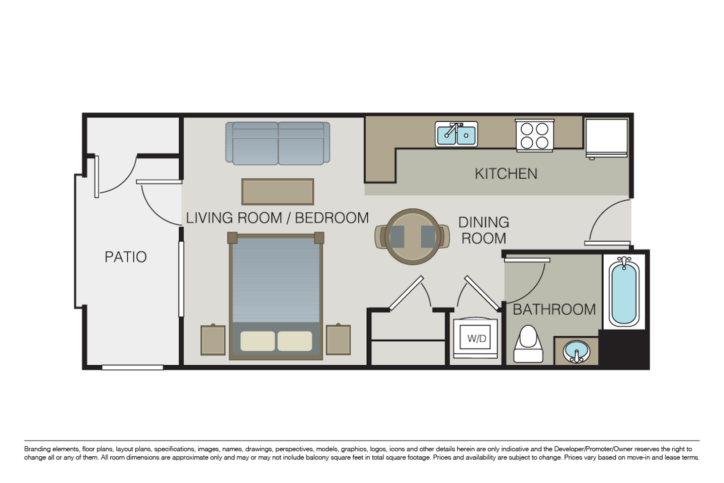 Floorplan diagram for Plan SA, showing Studio