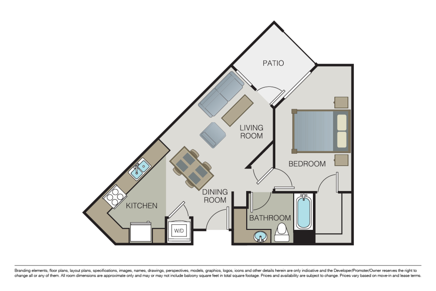 Floorplan diagram for Plan 1B, showing 1 bedroom