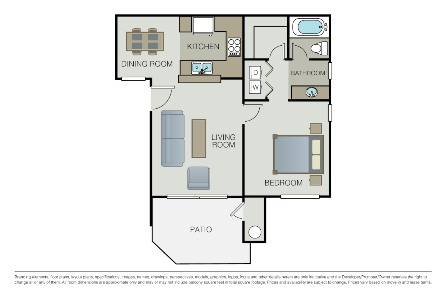 Floorplan diagram for Plan 1A, showing 1 bedroom