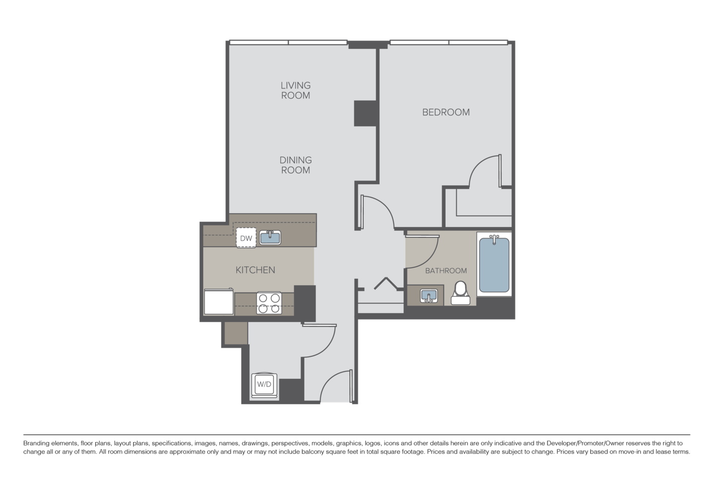 Floorplan diagram for Plan 1A, showing 1 bedroom
